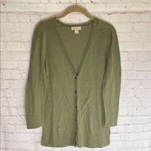 LOFT Women's Green Button Up Cardigan Sweater‎ Size Large